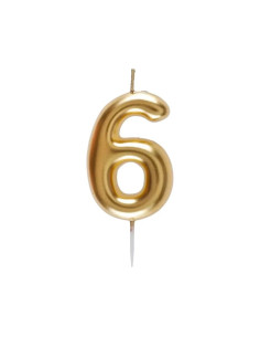 Bougie Anniversaire Chiffre 6 Doré,  GM