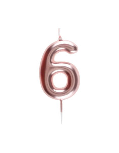 Bougie Anniversaire Chiffre 6 Rose Gold,  GM