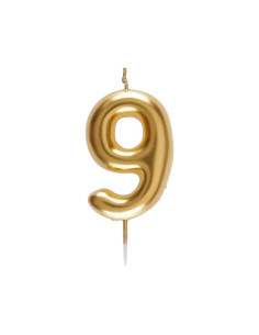 Bougie Anniversaire Chiffre 9 Doré,  GM