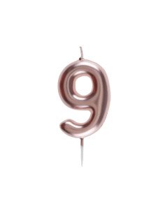 Bougie Anniversaire Chiffre 9 Rose Gold, PM