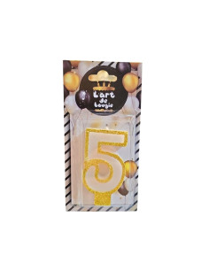 Bougie D'anniversaire Avec Paillettes Dorées N°5