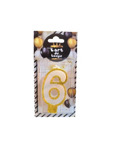 Bougie D'anniversaire Avec Paillettes Dorées N°6