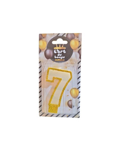 Bougie D'anniversaire Avec Paillettes Dorées N°7