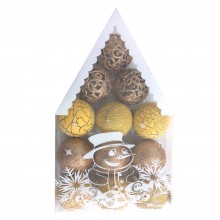 Boules de Décoration Noël GM Bronze et Doré - 12pcs