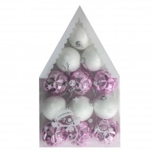Boules de Décoration Noël GM Rose et Blanc - 12pcs