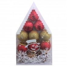 Boules de Décoration Noël MM Rouge et Doré - 12pcs