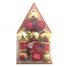 Boules de Décoration Noël PM Doré et Rouge - 12pcs
