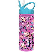 Bouteille à Eau MUST en Plastique avec Paille 500ml Motifs - Réf.585686