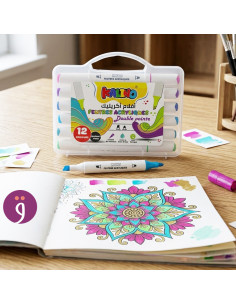 Box de 12 Marqueurs 24 Couleurs Double Pointe Kalino, Pointes Fine & Pinceau