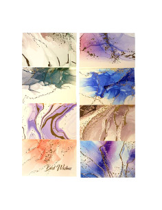 Cartes de Vœux Effet Marbre et Aquarelle - Thank You / Best Wishes, Finitions Doré
