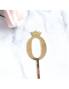 Chiffre  Anniversaire Couronne N°0 , Doré
