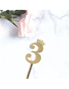 Chiffre  Anniversaire Couronne N°3 , Doré