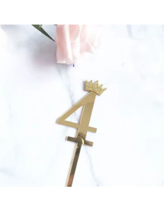 Chiffre  Anniversaire Couronne N°4 , Doré
