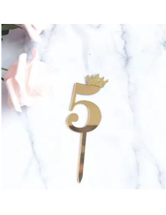 Chiffre  Anniversaire Couronne N°5 , Doré