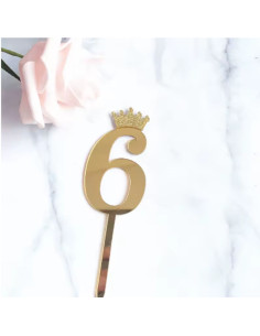 Chiffre  Anniversaire Couronne N°6 , Doré
