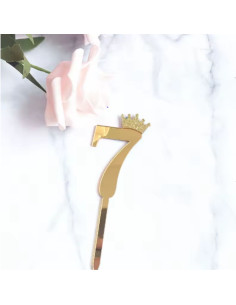 Chiffre  Anniversaire Couronne N°7 , Doré