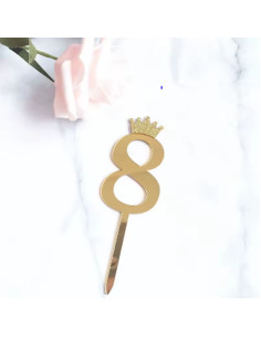 Chiffre  Anniversaire Couronne N°8 , Doré