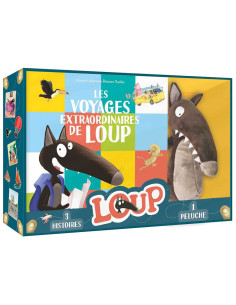 Coffret 3 Histoires + Peluche Les Voyages Extraordinaires de Loup - Auzou