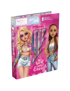 Coffret 8 Stylos Gel Métallisés + Carnet Créatif - Wow Generation