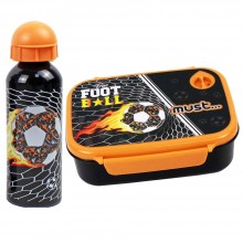 Coffret Boite à Goûter alimentaire + Bouteille à Eau en aluminium MUST Football - Réf.584554