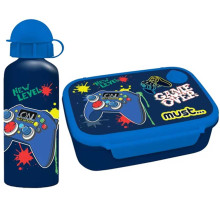 Coffret Boite à Goûter alimentaire + Bouteille à Eau en aluminium MUST Game Over - Réf.585674