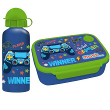 Coffret Boite à Goûter alimentaire + Bouteille à Eau en aluminium MUST Gamer - Réf.584899