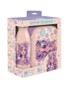 Coffret Boite à Goûter Alimentaire + Bouteille à Eau Must Team, Mermaid - Réf.587507