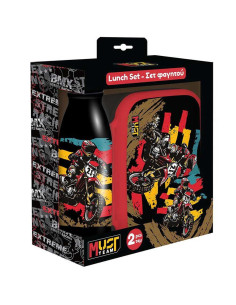 Coffret Boite à Goûter Alimentaire + Bouteille à Eau Must Team, Moto - Réf.587510