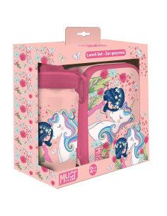 Coffret Boite à Goûter Alimentaire + Bouteille à Eau Must Team, Unicorn - Réf.587512