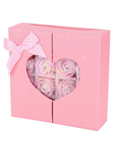 Coffret Cadeau 16 Fleurs Artificielles Parfumées avec Fenêtre Cœur