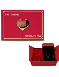 Coffret Cadeau Bijoux avec Fleurs Rouge