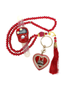 Coffret Cadeau Islamique Sebha Perles, Compteur Strass Fleuri et Porte-clés
