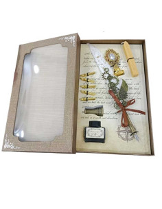 Coffret Calligraphie Steampunk, Plume Blanche Elégance Vintage