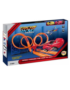 Coffret Circuit de Course Rotatif à 360° avec Catapulte, 2 Voitures et un Avion - Track Racing