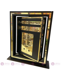 Coffret Coran Porte Mekka GM, en Bois et Plexi Doré