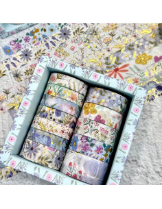 Coffret de 12 Rubans Adhésifs Art Floraux Dorés