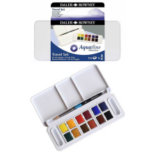 Coffret De Voyage 12 Demi-Godets De Peinture Aquarelle Aquafine - Daler Rowney