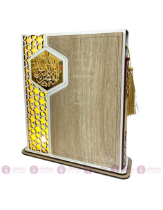 Coffret Islamique Lumineux en Bois, Coran + Support