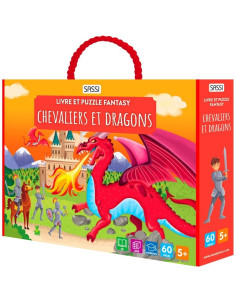 Coffret Livre & Puzzle Fantasy Chevaliers et Dragons - Sassi