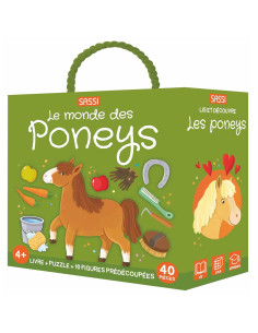 Coffret Livre + Puzzle + Figurines - Le Monde des Poneys - Sassi