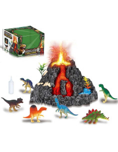 Coffret Monde Jurassique et Volcan Effet Eruption avec Figurines Dinosaures