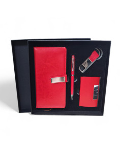 Coffret Professionnel 4 pcs  en Simili Cuir, Rouge