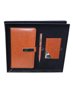 Coffret Professionnel en Simili Cuir Marron, 3 Pcs