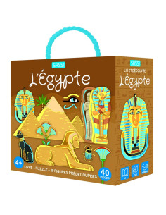 Coffret Puzzle + Livre et Figurines L'égypte - Sassi