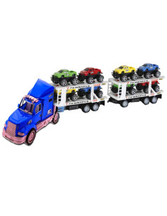 Coffret Semi Camion Remorque Comprend 8 Voitures - Super Truck