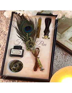 Coffret Stylo Plume de Paon Antique - Réf.0012
