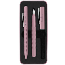 Coffret Stylos Faber-Castell Grip 2010 Rose Shadows : Plume SP M + Bille SB - Réf.201528