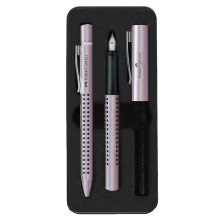 Coffret Stylos Faber-Castell Grip 2011 Glam Pearl : Plume SP M + Bille SB - Réf.201533