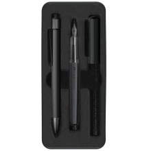 Coffret Stylos Faber-Castell Grip 2011 Noir Mat : Plume SP M + Bille SB - Réf.140579