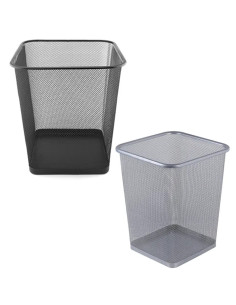 Corbeille à Papier de Bureau Carrée en Métal GM - Noir/Argent
